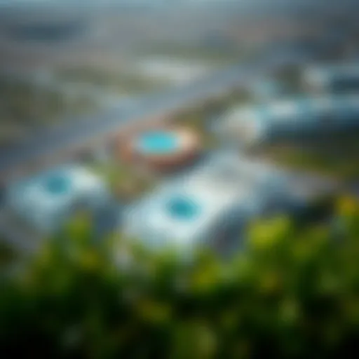 Aerial view of Al Maya DSO showcasing modern architecture and landscaped surroundings