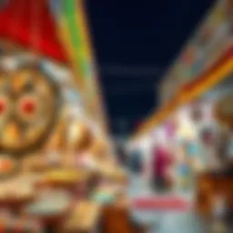 Vibrant market stalls showcasing local crafts and products