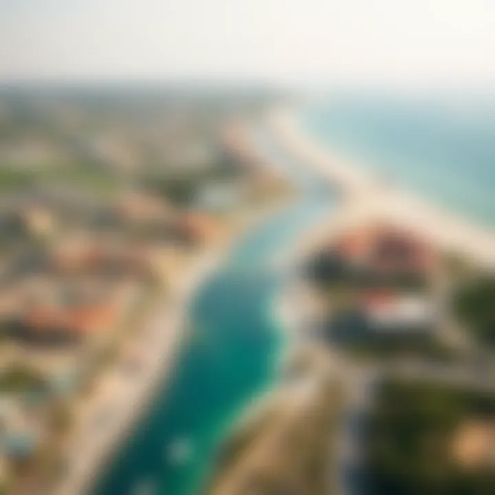 Aerial View of Al Qurm Beach and Surroundings Aerial view of Al Qurm Beach highlighting its surrounding real estate