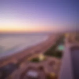 A panoramic view of Al Qurm Beach showcasing its pristine shoreline