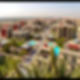 A panoramic view of Al Rashidiya showcasing modern architecture and green spaces