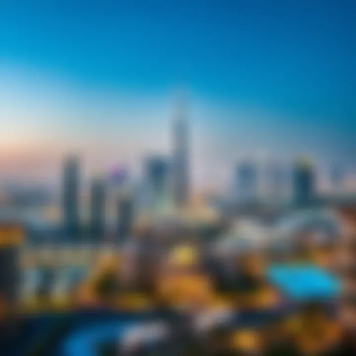 Dubai's Skyline from Al Sarfa Villas Panoramic view of Dubai from Al Sarfa Villas highlighting strategic location