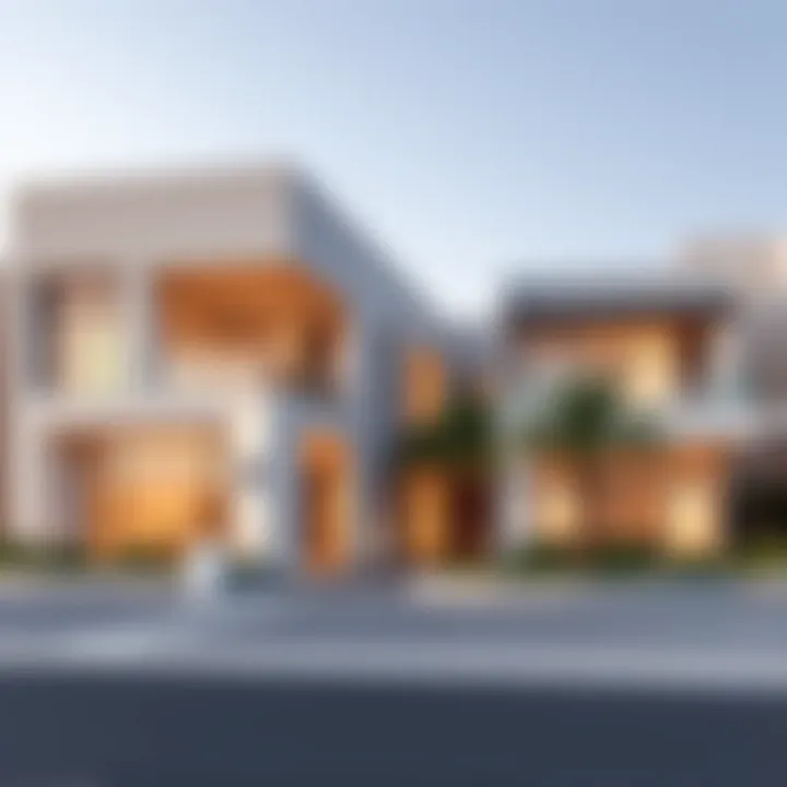 Architectural Elegance of Al Sarfa Villas Stunning exterior view of Al Sarfa Villas showcasing modern architecture