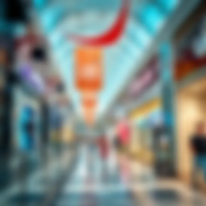 Vibrant shopping scene inside Al Wahda Mall with diverse shops