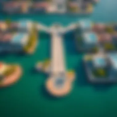 Aerial View of Beach Gates in Dubai An aerial perspective highlighting several beach gates integrated within residential communities.