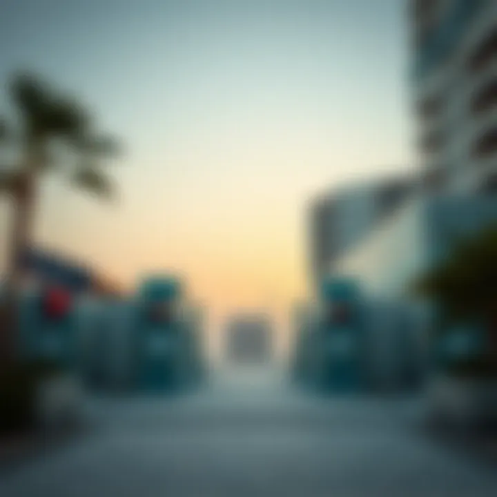 Urban Planning and Beach Access in Dubai A conceptual design of urban planning in Dubai featuring beach access points.