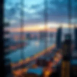 Stunning view of ابشار جميرا skyline at sunset