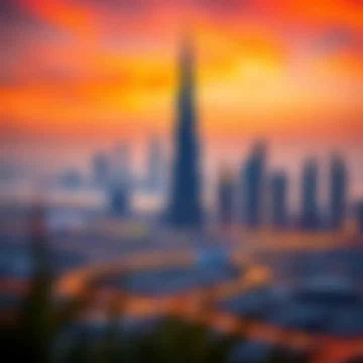 Burj Royal Set Against the Dynamic Dubai Skyline Surrounding landscape of Burj Royal with the vibrant Dubai skyline.