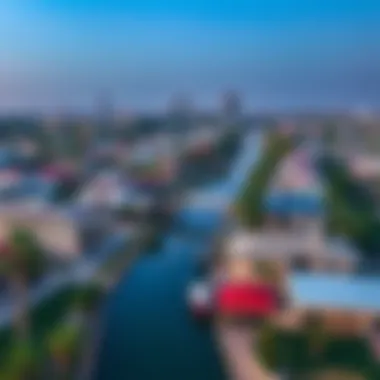 Aerial View of Canal Neighborhood in Dubai An aerial view of a vibrant canal neighborhood in Dubai