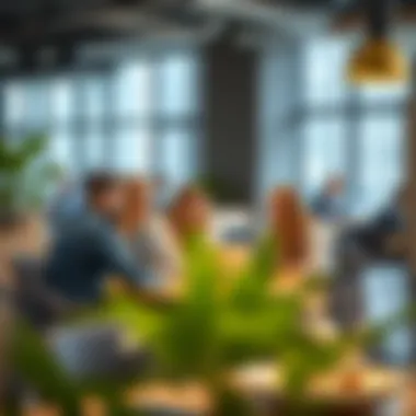 Collaborative Environment in Coworking Spaces Group of professionals collaborating in a shared workspace