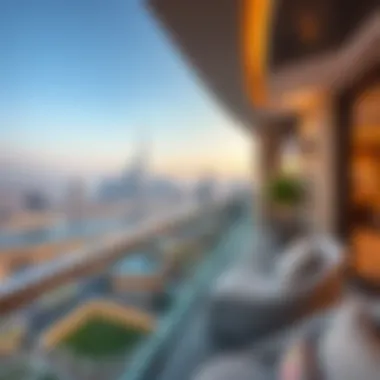 Breathtaking Balcony View at Damac Maison Privé Stunning skyline view from a balcony at Damac Maison Privé