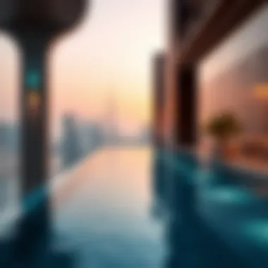 Infinity Pool Overlooking Dubai Skyline Infinity pool with breathtaking skyline views