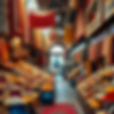 A Colorful Array of Goods at Deira Souk Al Marfa Vibrant market stalls filled with spices and textiles