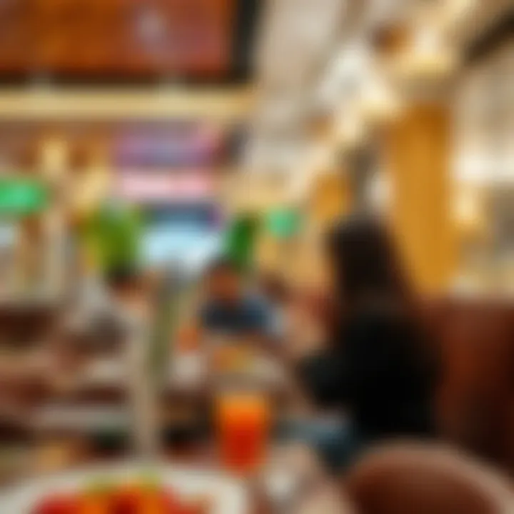 Diners enjoying a delightful meal in a bustling environment