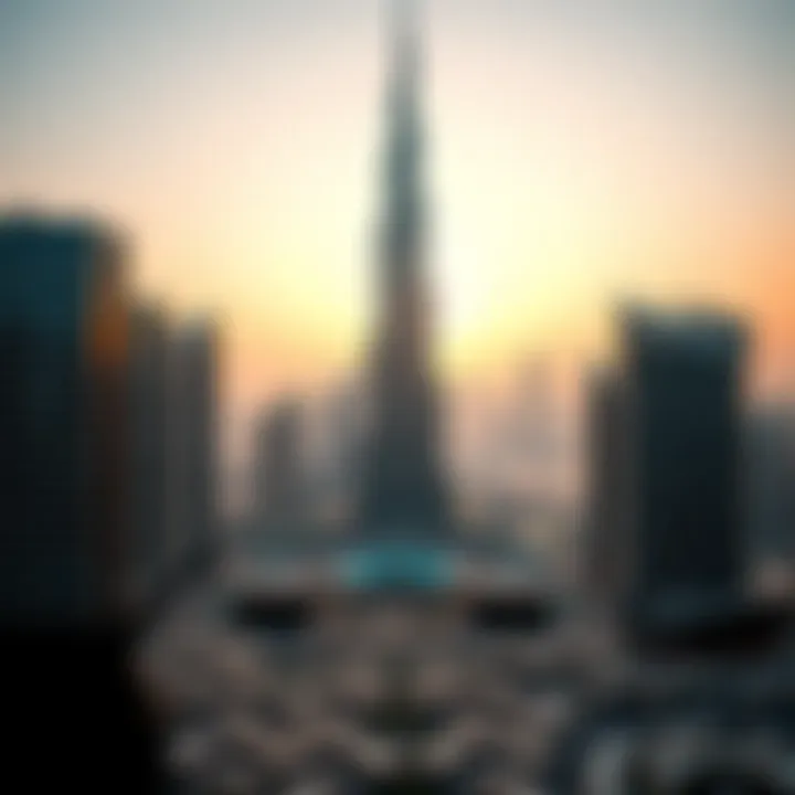 The iconic Burj Khalifa towering over the cityscape of Downtown Dubai