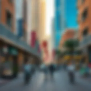 Vibrant streets of Downtown Dubai filled with life and culture