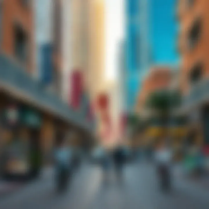 Vibrant streets of Downtown Dubai filled with life and culture