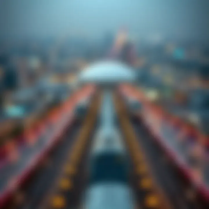 Aerial view of the Dubai Airport Freezone Metro station