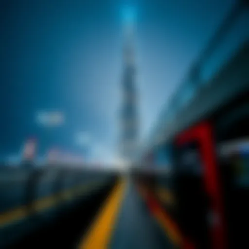Vibrant view of Burj Khalifa from the metro station