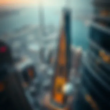 Aerial View of Architectural Design Aerial view of Dubai's tallest building showcasing its unique architectural design