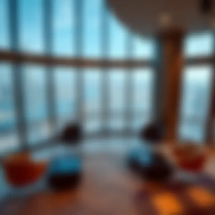 Panoramic View from Observation Deck Interior shot of the building's observation deck with panoramic city views