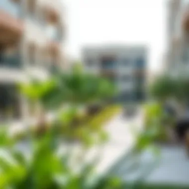 Vibrant community spaces in Falcon Al Quoz filled with greenery