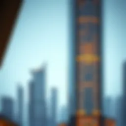 A stunning view of Falcon Tower showcasing its unique architectural design