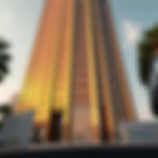 Architectural Marvel: The Facade of Golden Tower Stunning facade of the Golden Tower reflecting sunlight