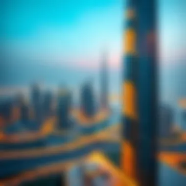 Panoramic view of Dubai skyline featuring the Golden Tower