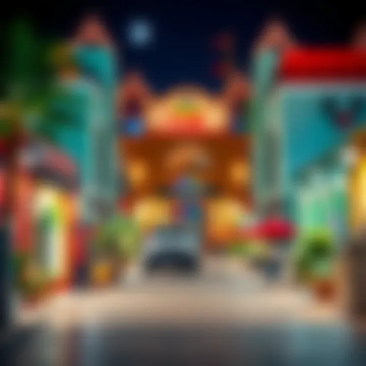 Colorful Cultural District Vibrant cultural district with colorful art and architecture