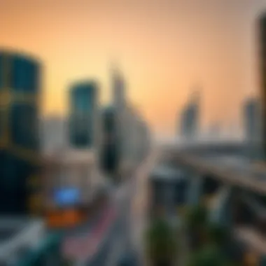 Panoramic View of Imperial Avenue in Downtown Dubai Panoramic view of downtown Dubai highlighting Imperial Avenue's location