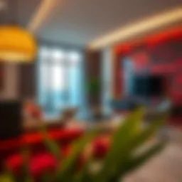 Modern studio interior showcasing vibrant décor