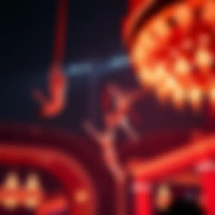 Captivating Aerial Performance at La Perle Artistic performers in a captivating aerial act during a La Perle performance.