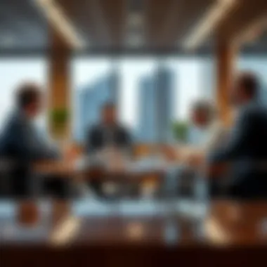 Business meeting between executives in a corporate setting