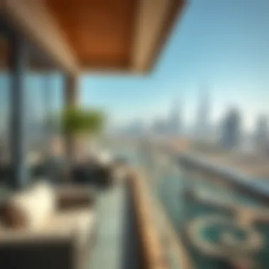 Scenic view from a Mira Holiday Home balcony overlooking the Dubai skyline