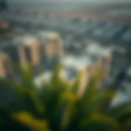 A stunning aerial view of Nshama Developer's residential projects in Dubai showcasing modern architecture.