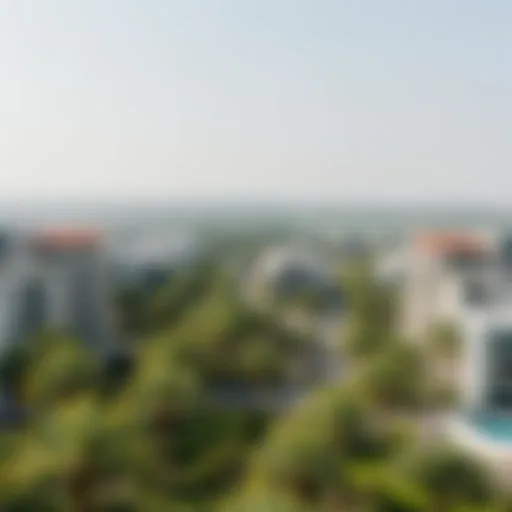 Aerial view of Palmview showcasing modern architecture and lush greenery