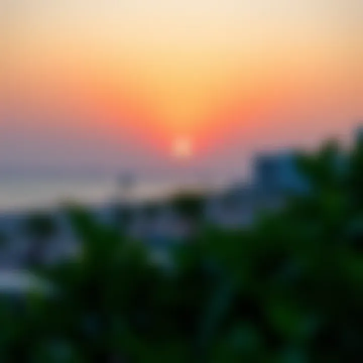 Tranquil Sunset at Riviera Beachfront Vibrant sunset over the beachfront, highlighting the serene atmosphere