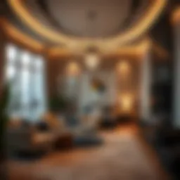 A modern room interior showcasing stylish decor and furnishings