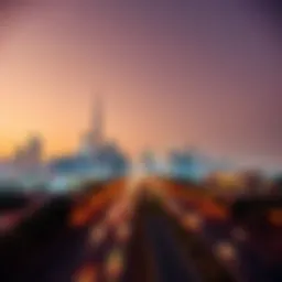 A panoramic view of Sheikh Zayed Road showcasing the skyline of Dubai