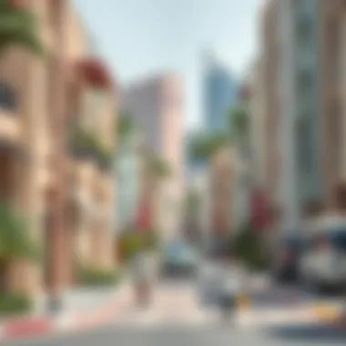 A vibrant neighborhood scene in Dubai, illustrating the local lifestyle
