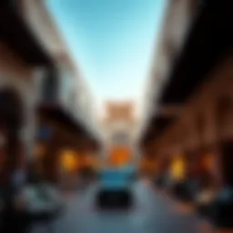 A panoramic view of Souk Al Marfa showcasing its unique architecture and vibrant atmosphere