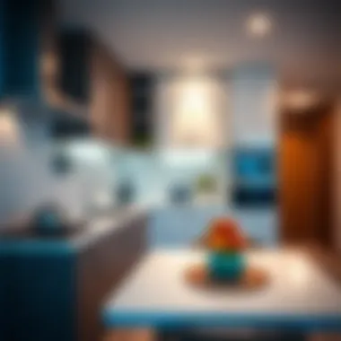 Stylish Kitchen Layout Stylish kitchen layout in a studio flat