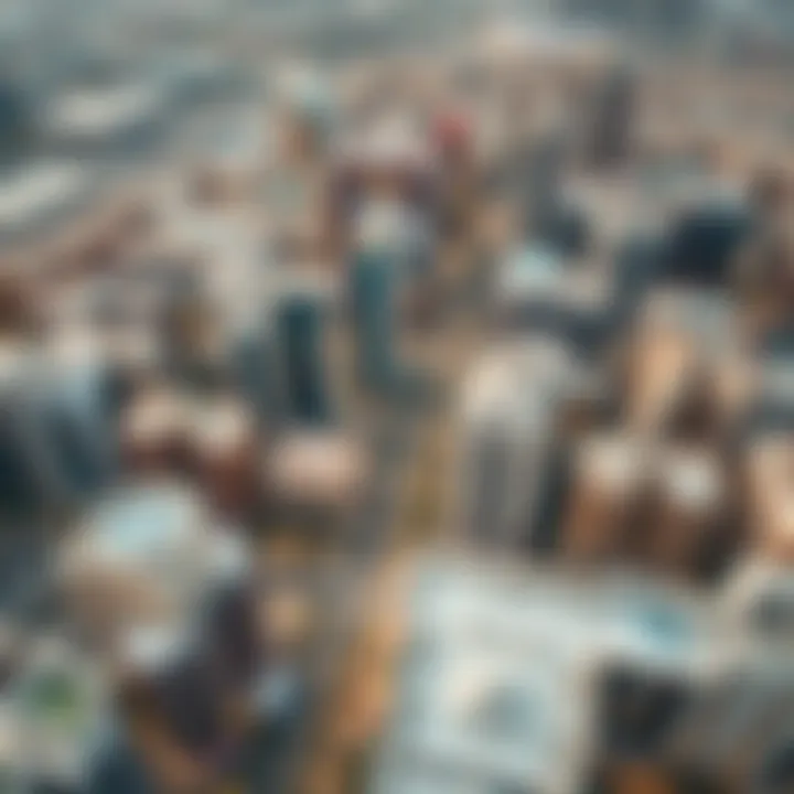 Aerial view of Bur Dubai highlighting studio apartment locations