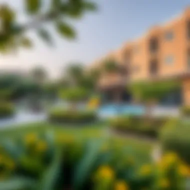 An inviting community park featuring greenery and recreational areas.