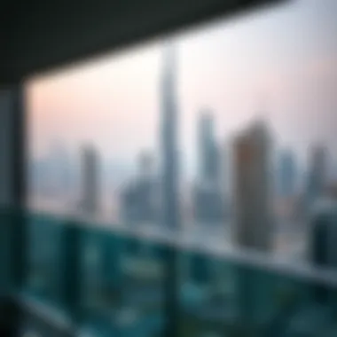 A picturesque view of Dubai's skyline with high-rise buildings in the background.