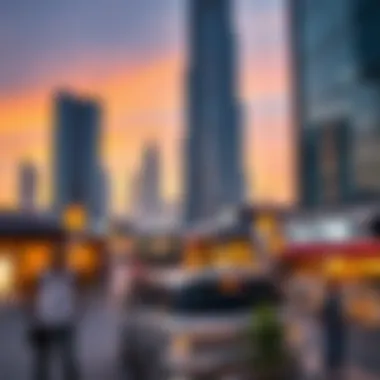 Commercial Spaces Bustling with Energy Vibrant commercial spaces at the base of Burj Khalifa bustling with energy