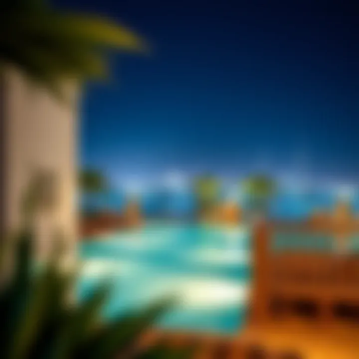 Surrounding Amenities of Aura Sky Pool Luxurious amenities surrounding the Aura Sky Pool in Dubai