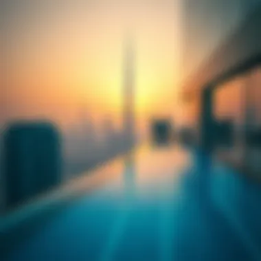 Dubai Skyline from Aura Sky Pool View of Dubai skyline from the Aura Sky Pool