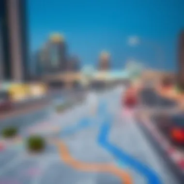 Map of Dubai Metro Blue Line route